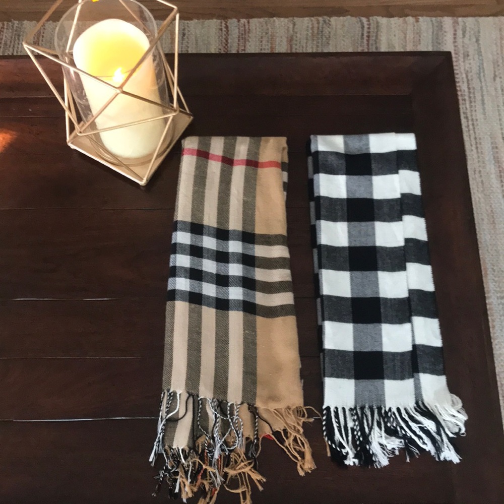 Plaid Scarves - Pashmina and Cashmere Blend Scarf